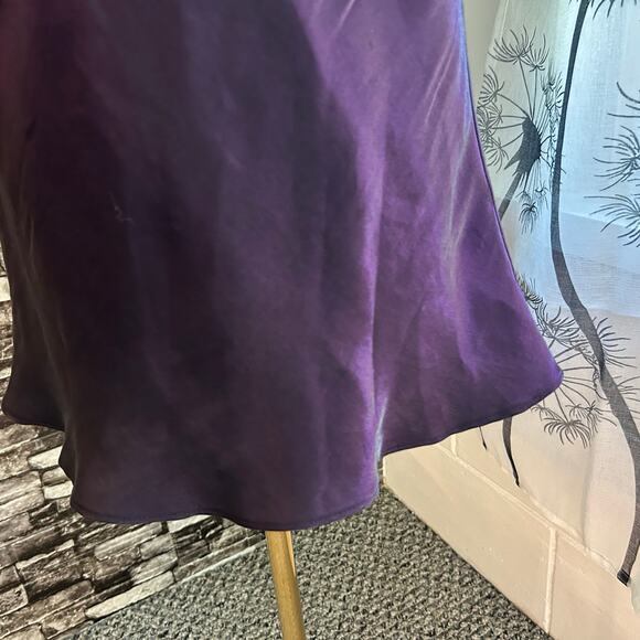 Deep Purple Satin Tank Top Plus Shimmering Casual Cami Sleeveless Blouses - Picture 6 of 8